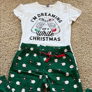 Christmas Pajama Set - White and Green